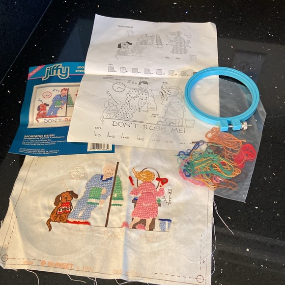 Vintage Stamped Cross Stitch Kit - Bathroom, Dressing Room: Don’t Rush Me! - Picture 3 of 7